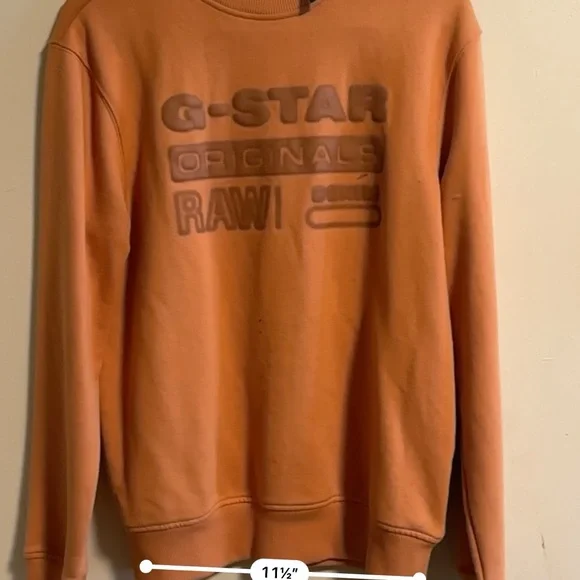 COPY - G-Star Orange Crewneck Sweater with Ribbed Details